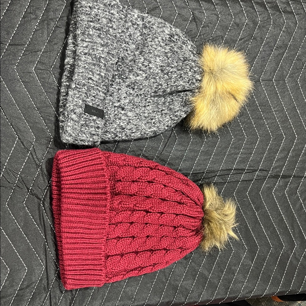 Cozy Gray Pom-Pom Beanie hats